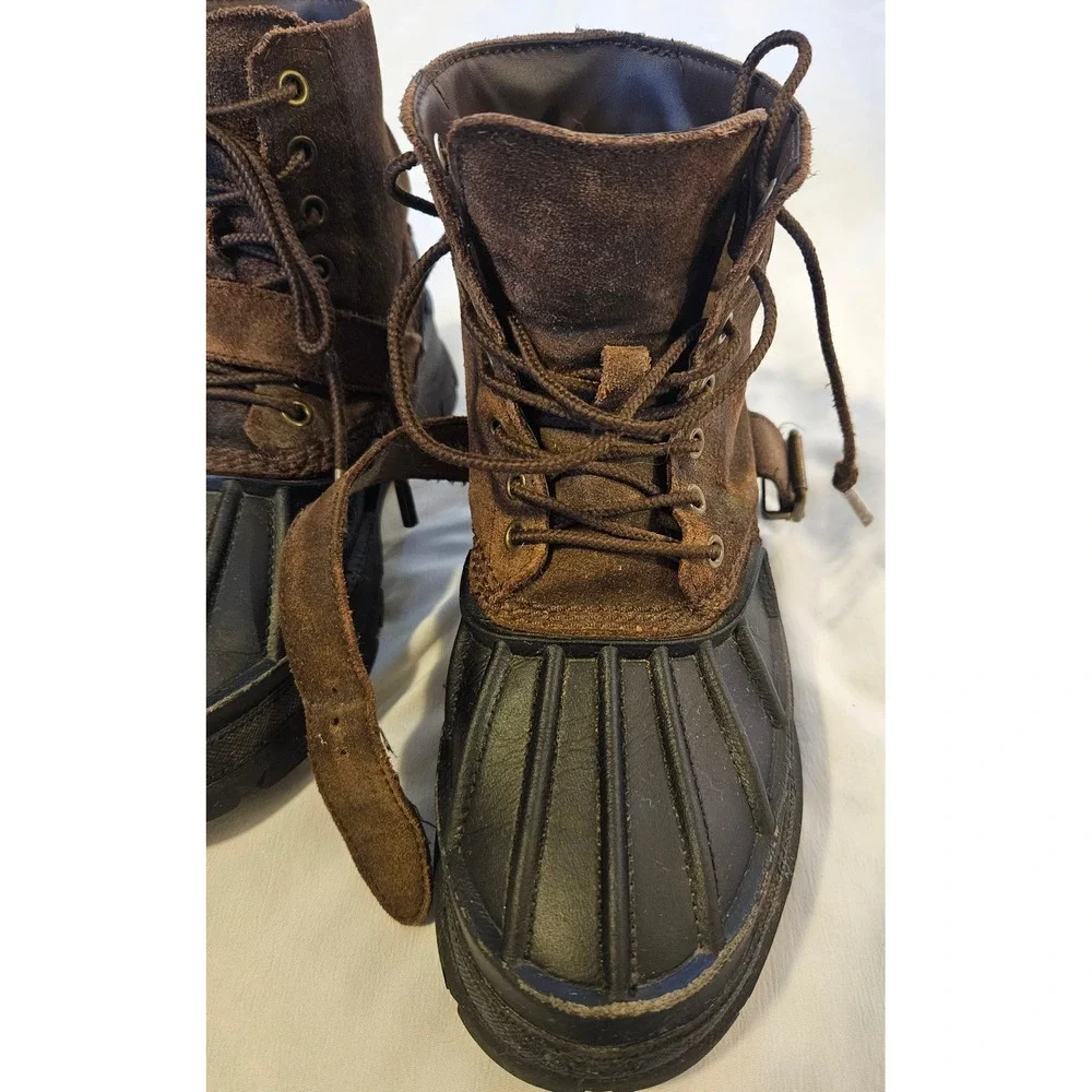 Polo Ralph Lauren Oslo High Boys Duck Boots Brown Suede Leather Size 4‎ Outdoors